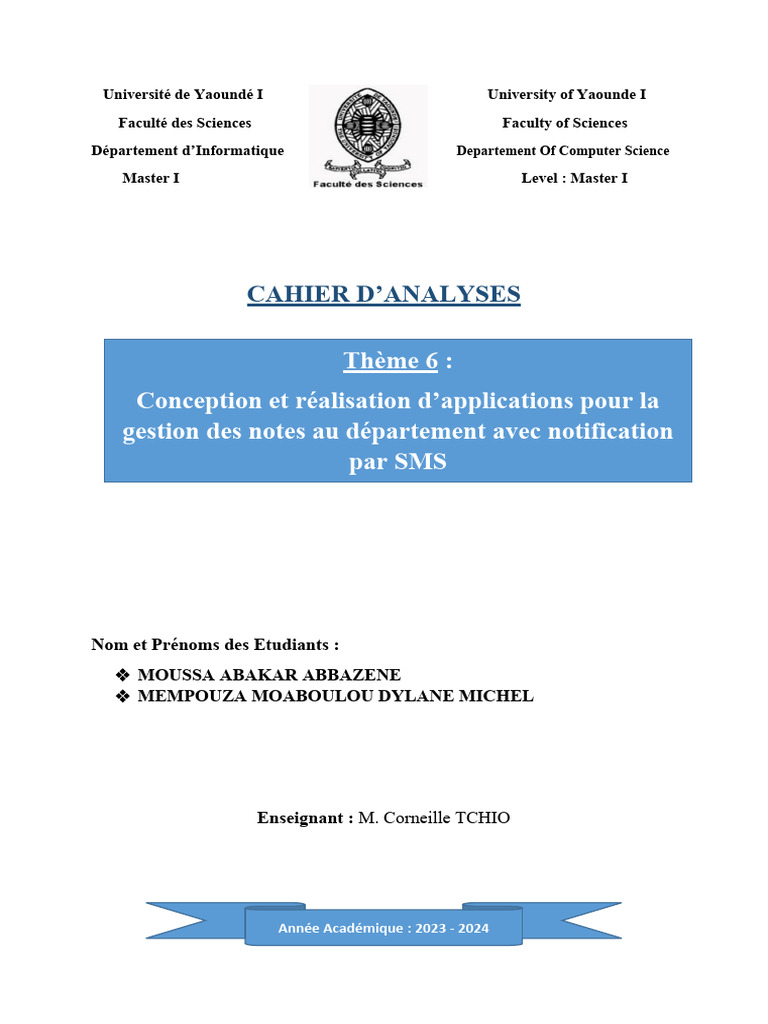 Gestion des notes avec notifications SMS | PDF | Application ...
