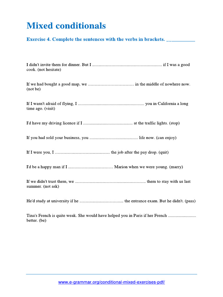 Mixed conditionals worksheet 4 | PDF