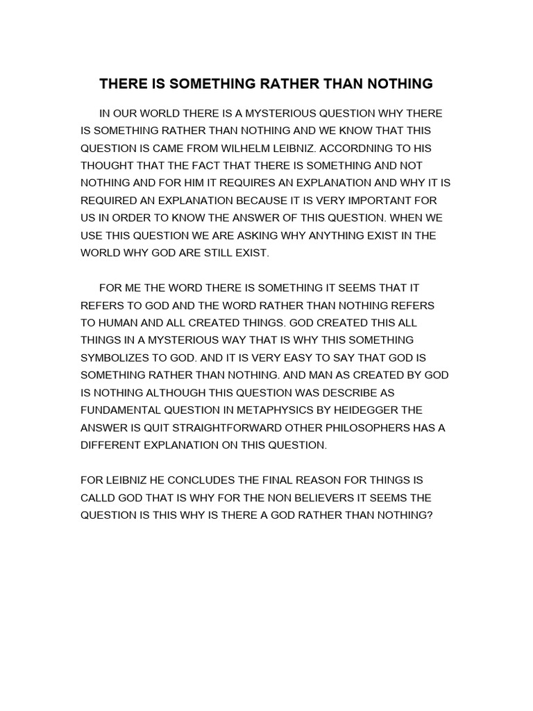 There Is Something Rather Than Nothing Essay | PDF