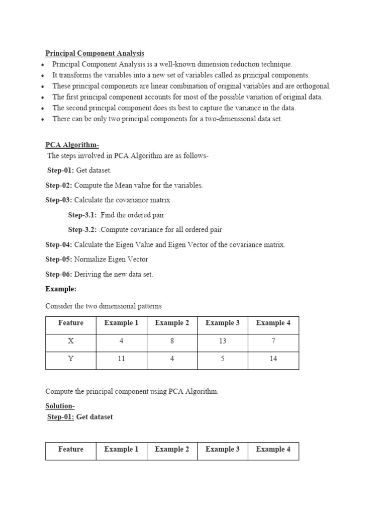 Step-by-Step PCA Example | PDF