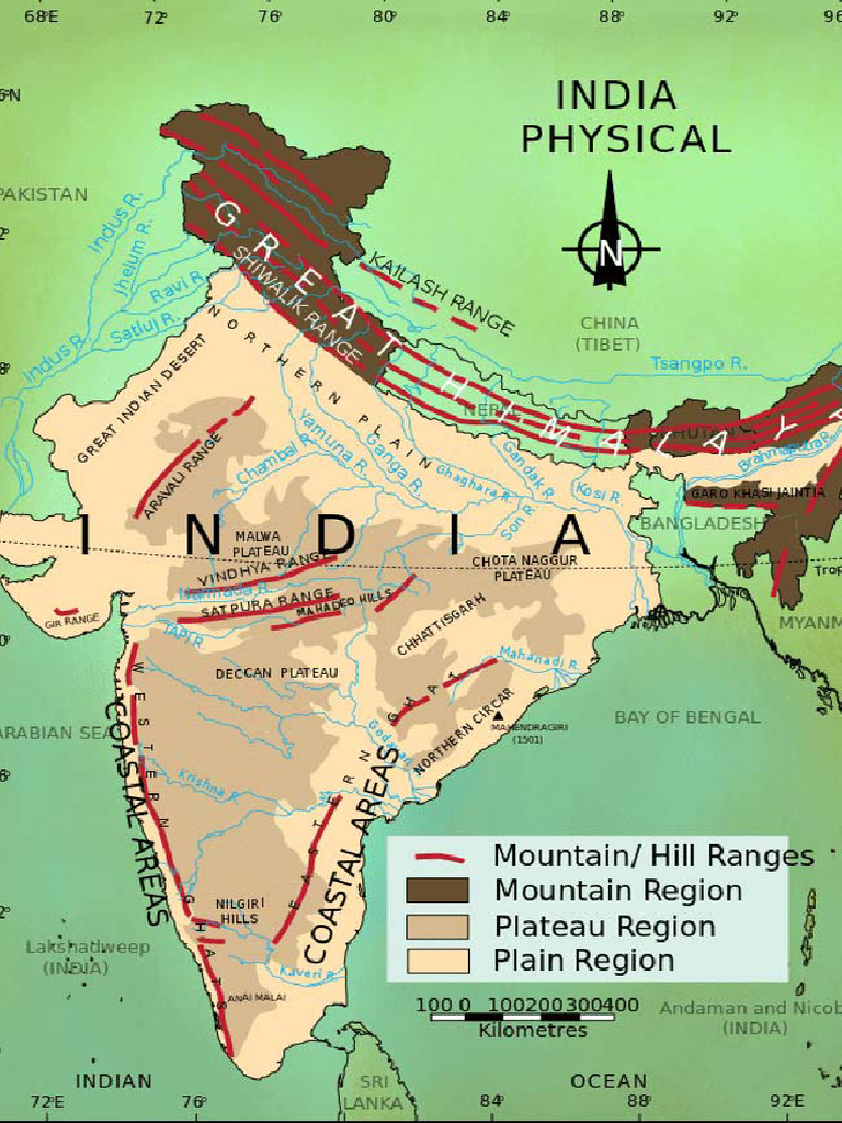India Map With Full Mountain Details PDF 1717444307