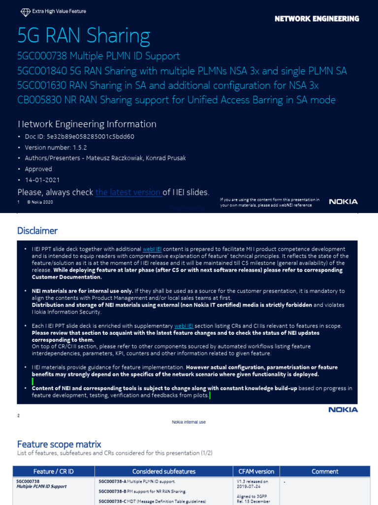 5G RAN Sharing PDF Lte Computer Networking