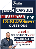 Practice Set 01 - 1000 RBI EXAM CAPSULE - Maths by Arun Sir