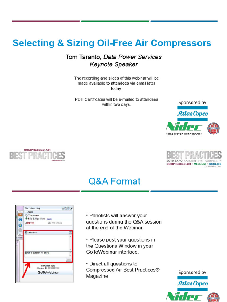 Selecting & Sizing Oil-Free Air Compressors.. | PDF | Electric Motor ...