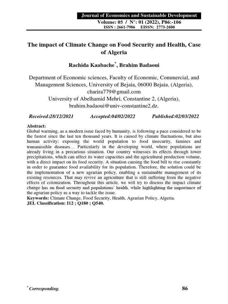 Climate Change's Impact on Algeria's Food Security | PDF | Agriculture ...