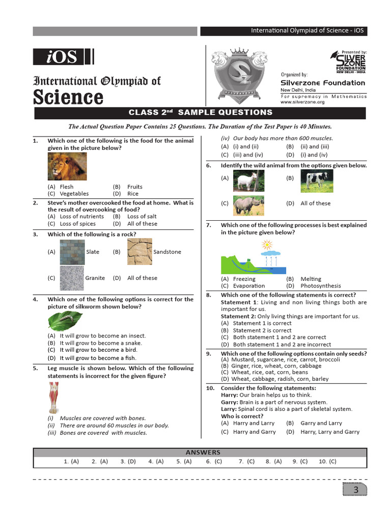Class 2 sample questions the actual question paper contains 25