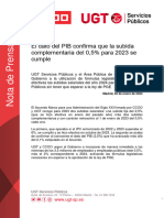 Nota de Prensa: El Dato Del Pib Confirma Que La Subida Complementaria Del 0,5% para 2023 Se Cumple