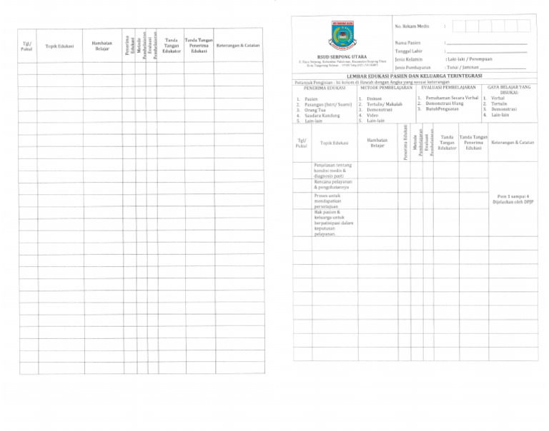 form rsu edukasi pasien keluarga PDF
