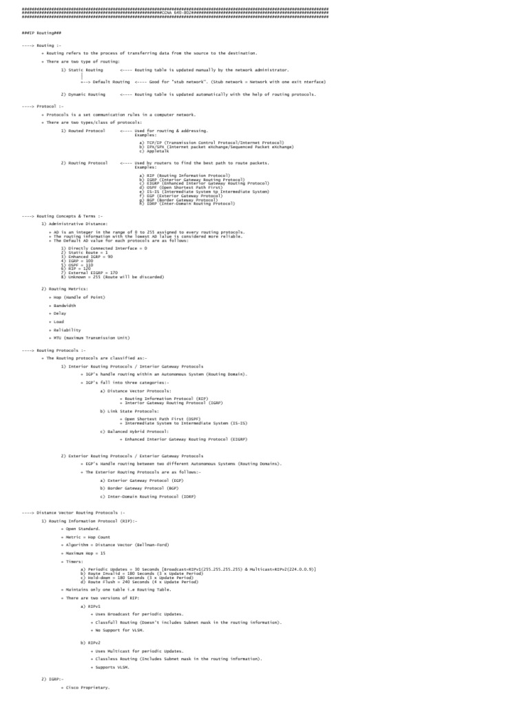 CCNA 640-802: IP Routing Overview | PDF | Routing | Network Layer Protocols