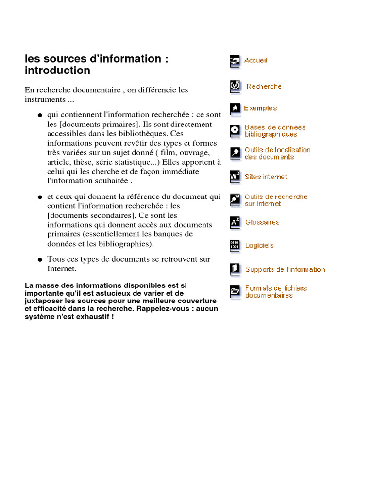Types et sources d'information documentaires | PDF | Internet ...