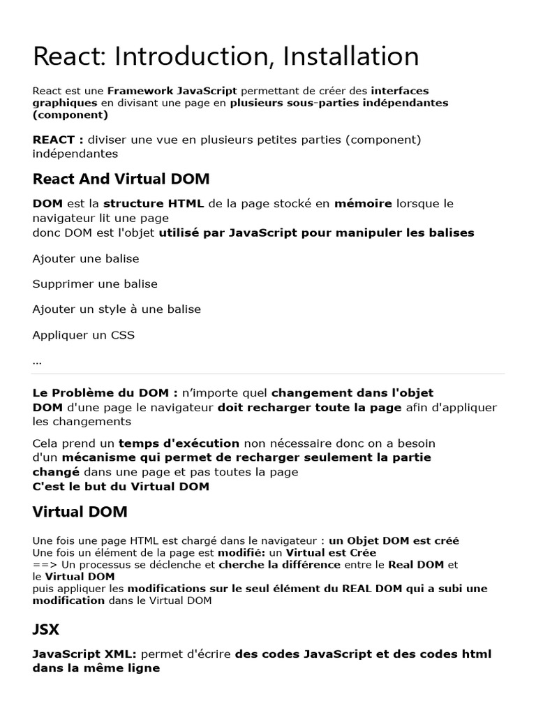 Introduction à React et Virtual DOM | PDF | Ordinateurs | Technologie ...