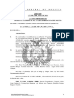 Ley 160 Aprobación Contrato de Préstamo Entre Bolivia y El BID Destinados A Financiar El "Programa Nacional de Turismo Comunitario"