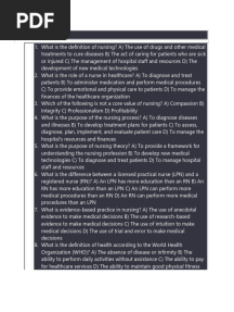 Foundation of Nursing OBJ QUESTIONS