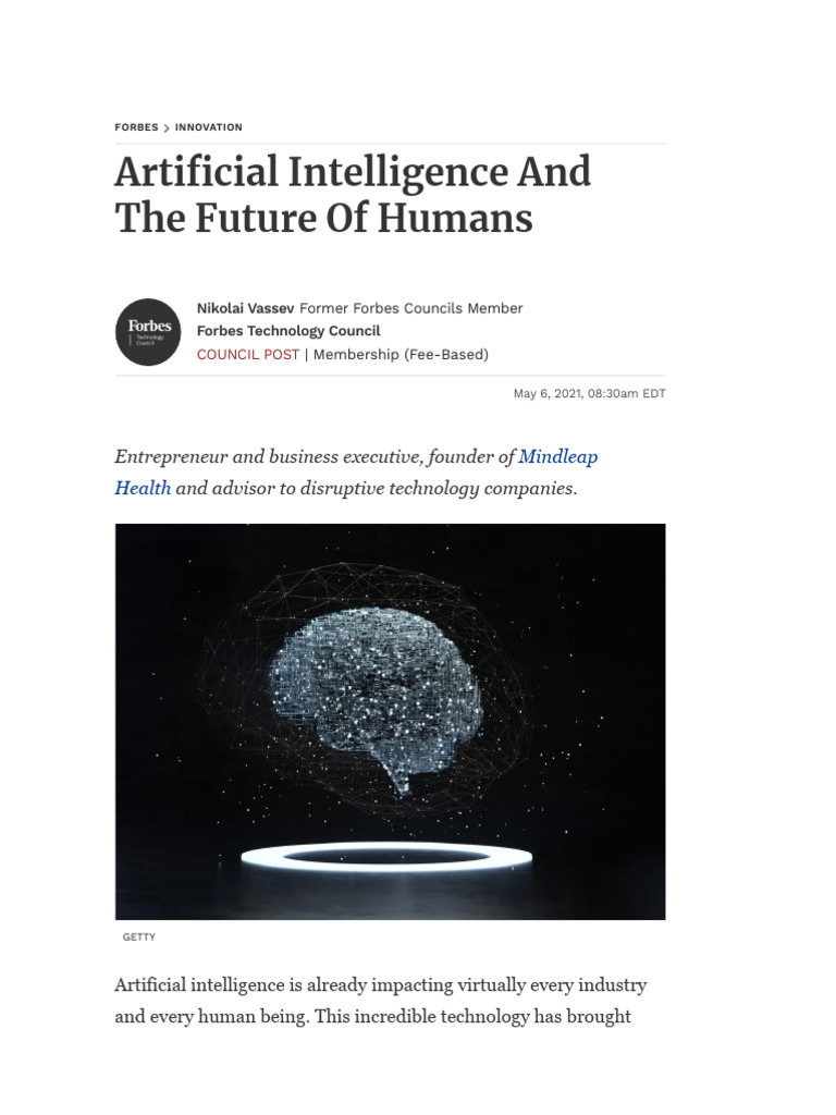 AI's Impact on Humanity's Future | PDF | Artificial Intelligence ...