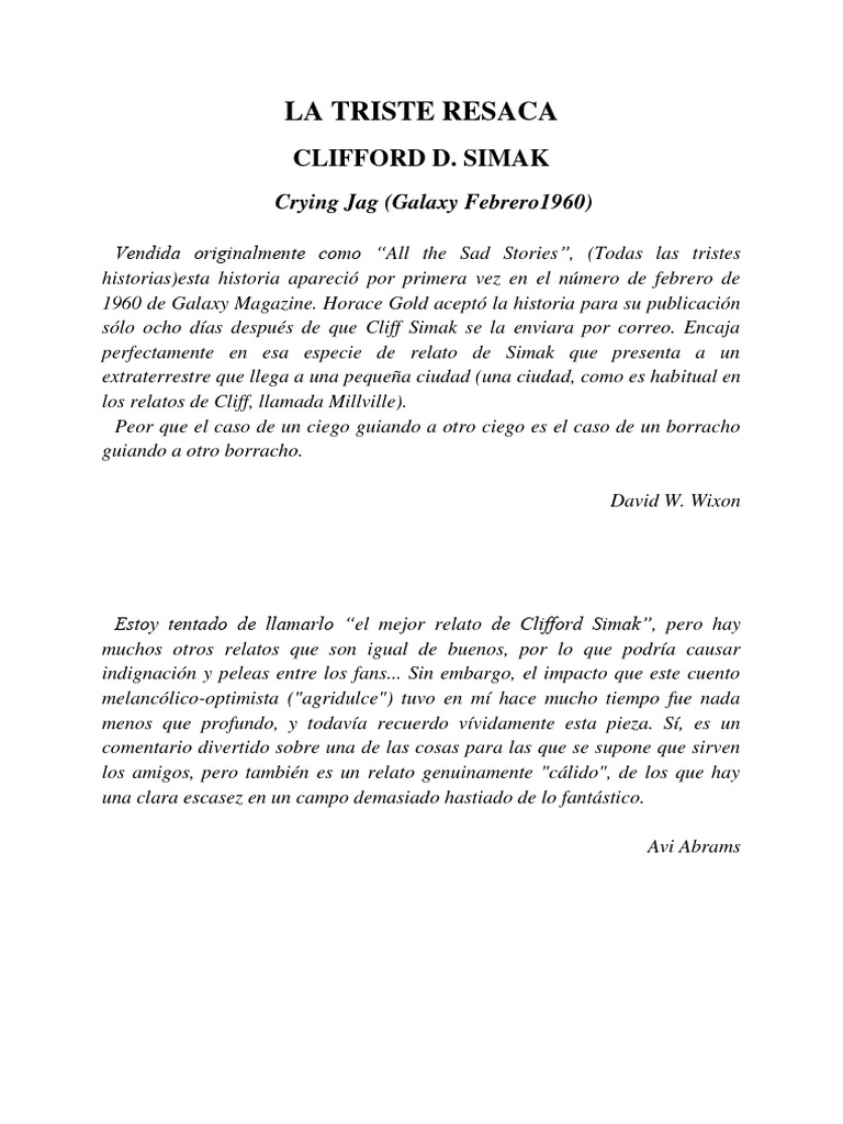 1960 LA TRISTE RESACA Crying Jag PDF Vida extraterrestre Robot