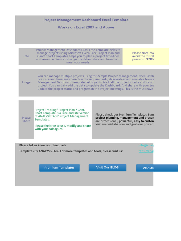 Excel Project Management Dashboard Template | PDF | Microsoft Excel ...