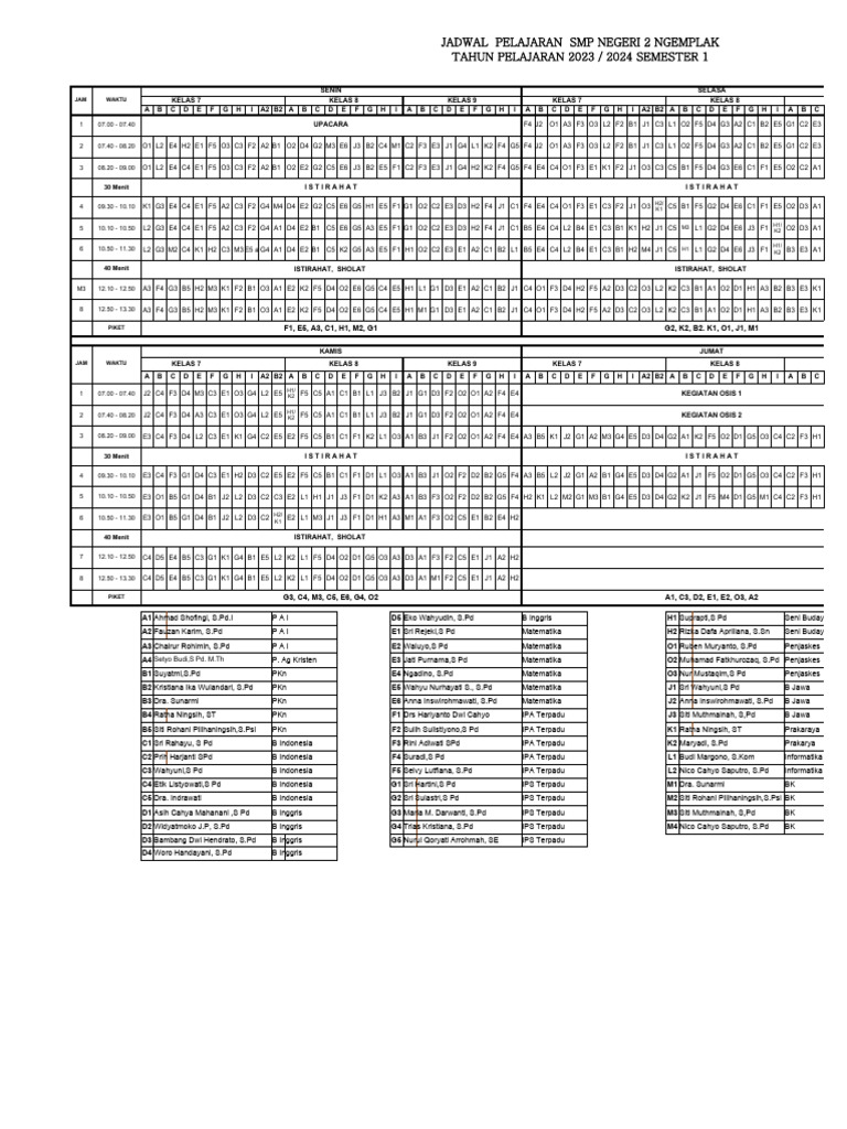 Ralat Jadwal Pelajaran 2023.2024 | PDF