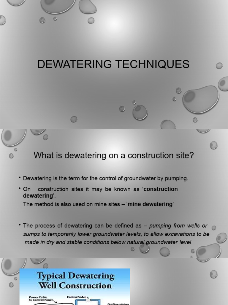 Construction Dewatering Techniques | PDF | Groundwater | Civil Engineering