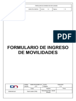 Formulario de Ingreso de Movilidades Sgdn-Pe-M-Ser-00