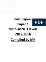 Paper 1 Math 2012-2016