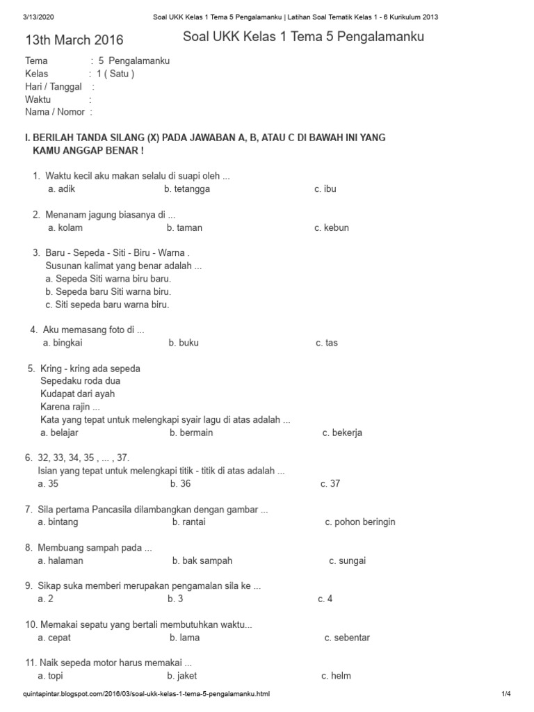 Menguasai Penilaian Akhir Tahun: Panduan Lengkap Mengunduh Soal UKK Kelas 1 Tema 5 Kurikulum 2013