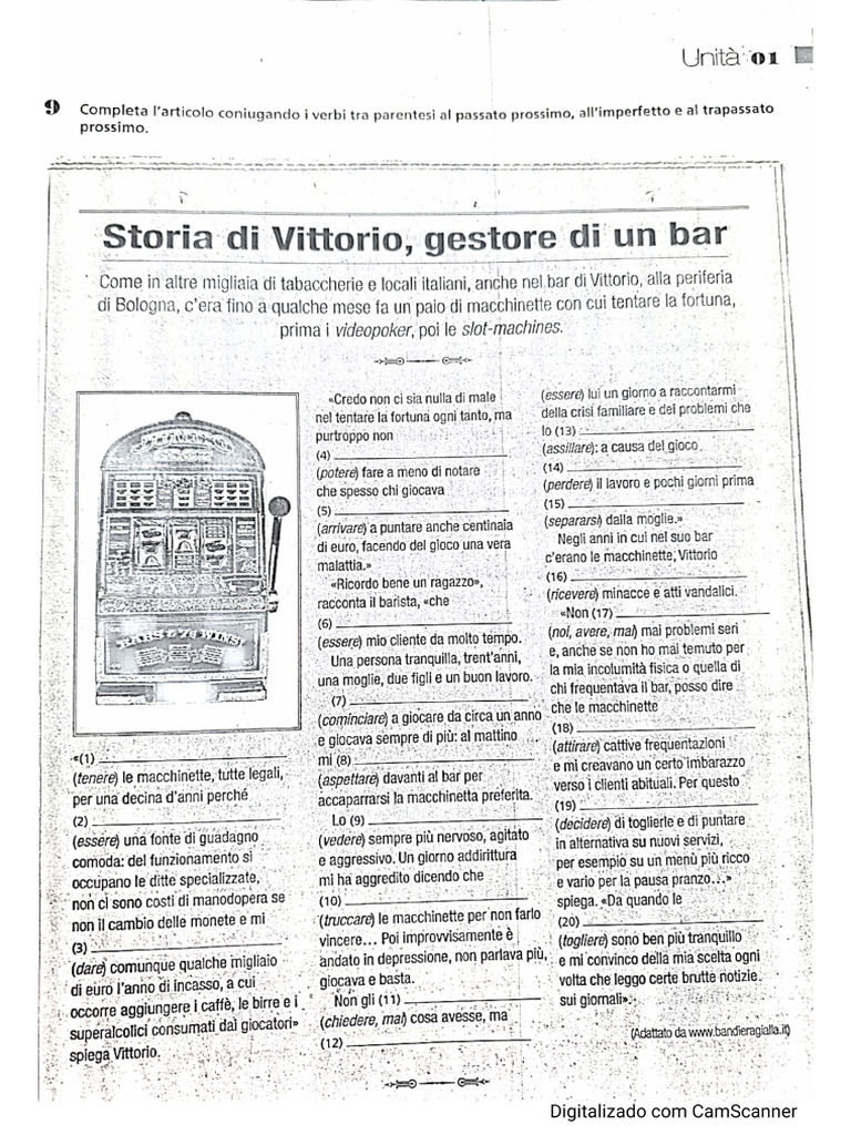 Esercizi Passato Prossimo, Imperfetto e Trapassato Contatto C1 PDF