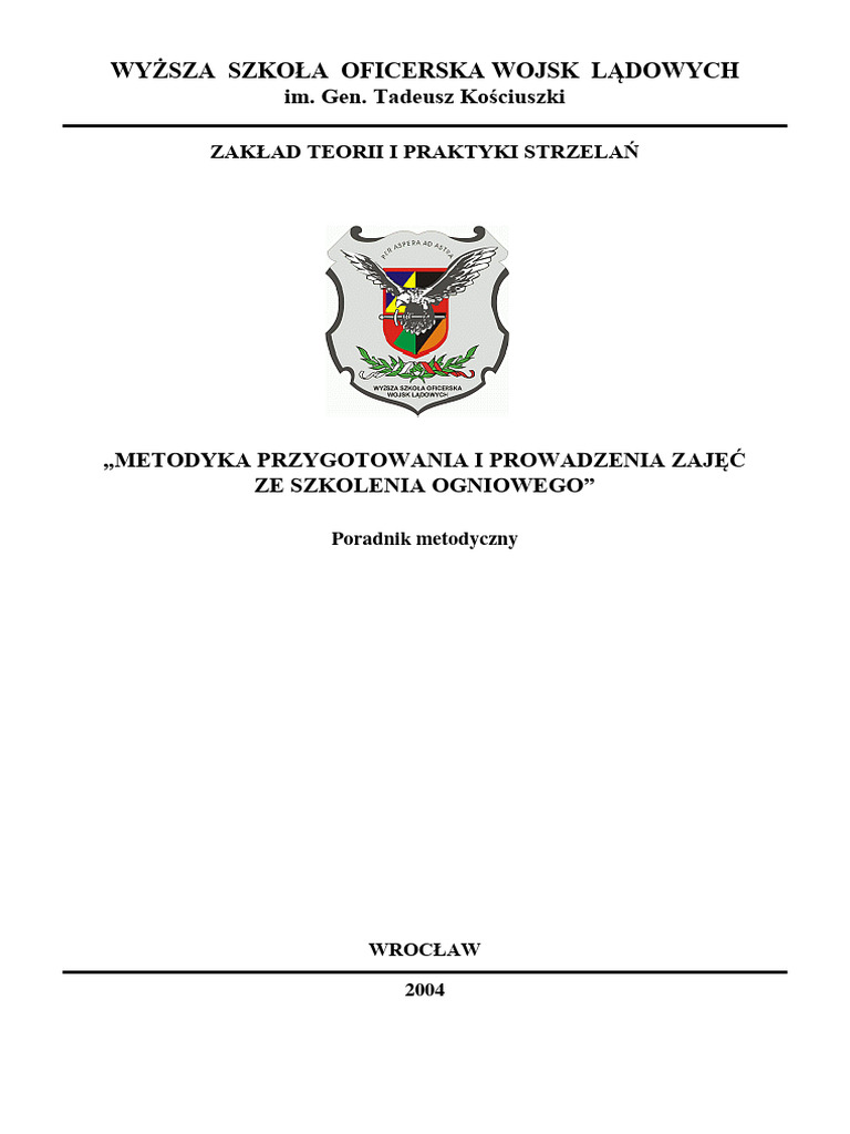 Metodyka Przygotowania I Prowadzenia Zaj Ze Szkolenia Ogniowego PDF