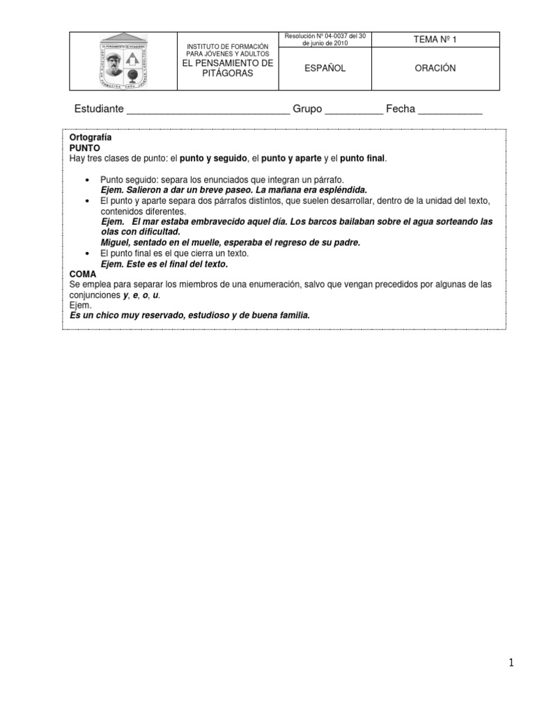 Español 1 | PDF | Artes del Lenguaje y Comunicación | Estudios de ...