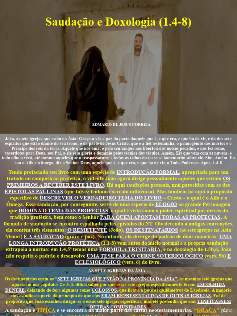 Saudação e Doxologia em Apocalipse | PDF | Livro do Apocalipse | Jesus