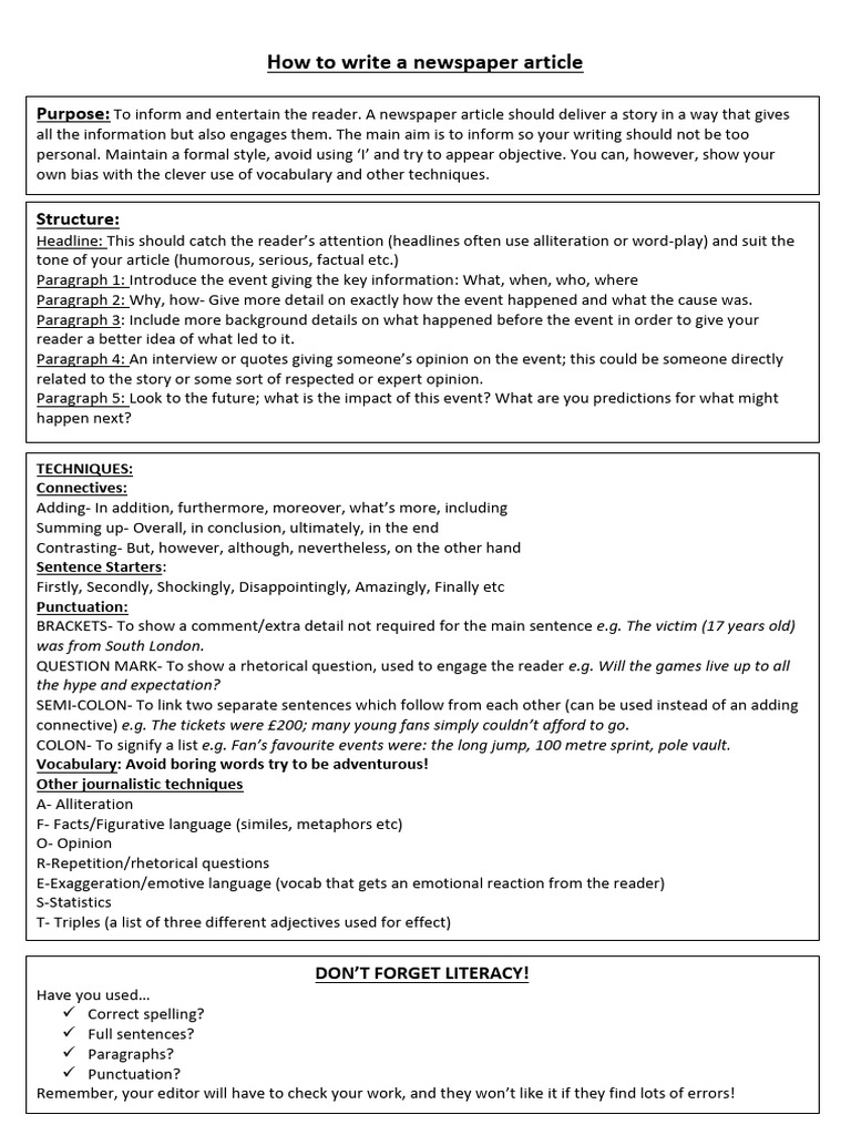 HOW DO YOU WRITE AN ARTICLE FOR A NEWSPAPER visual data 2