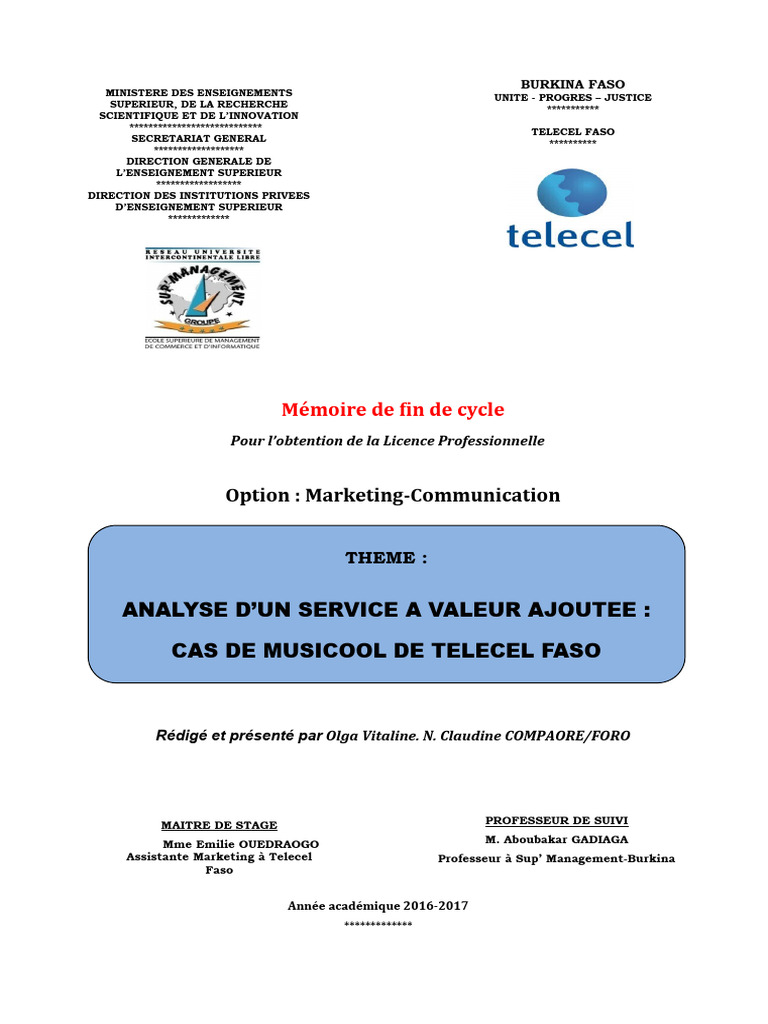 Analyse du service Musicool de Telecel | PDF | Analyse de la variance ...