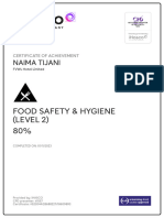 Certificate - Food Safety Hygiene Level 2