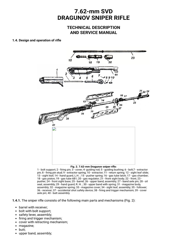 Dragunov Sniper Rifle Technical Manual | PDF | Cartridge (Firearms ...