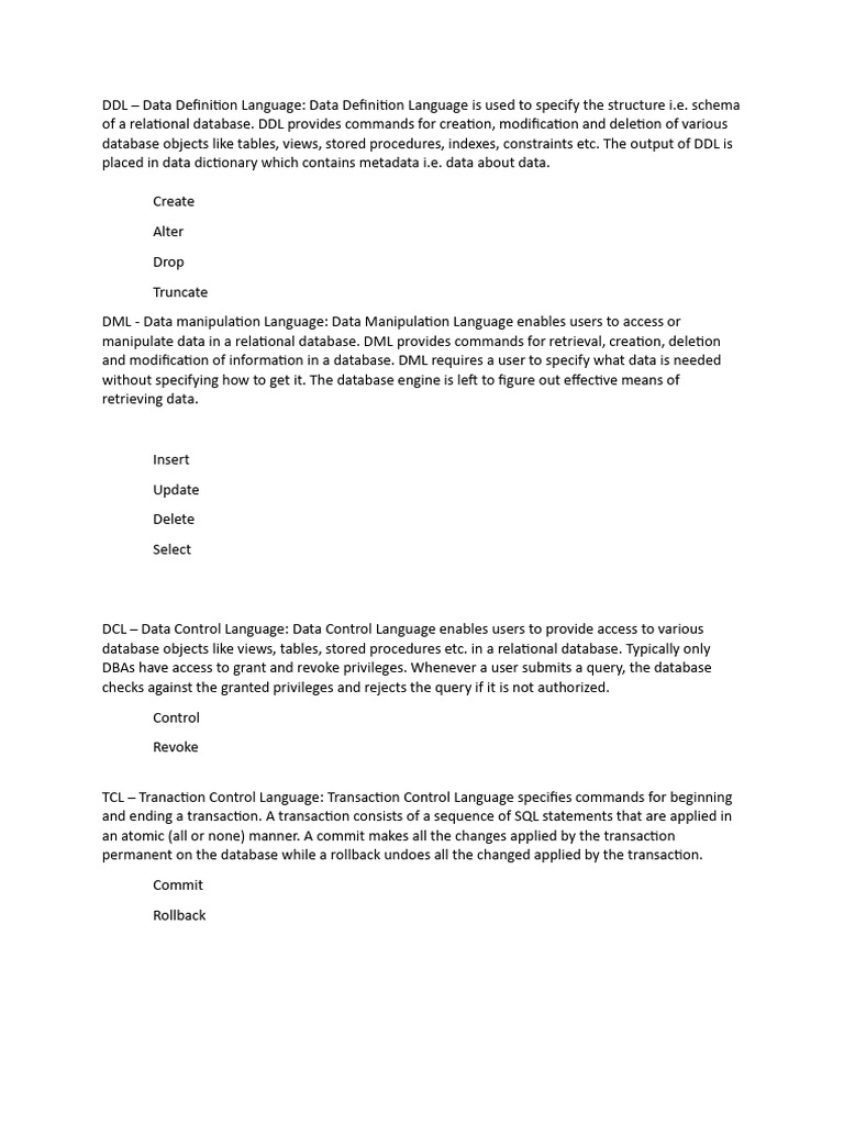 Cheat Sheet - DBMS | PDF | Relational Database | Databases