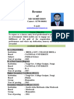 Resume Of: MD Mohiuddin