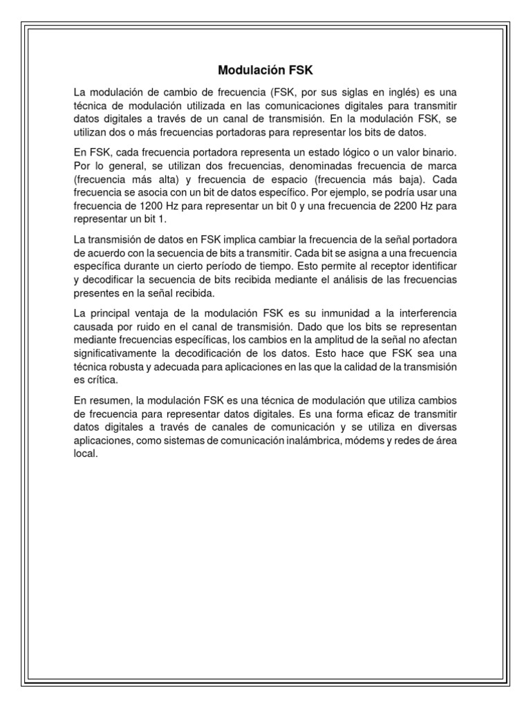 Modulación FSK y sus variantes | PDF | Modulación | Ingeniería en ...