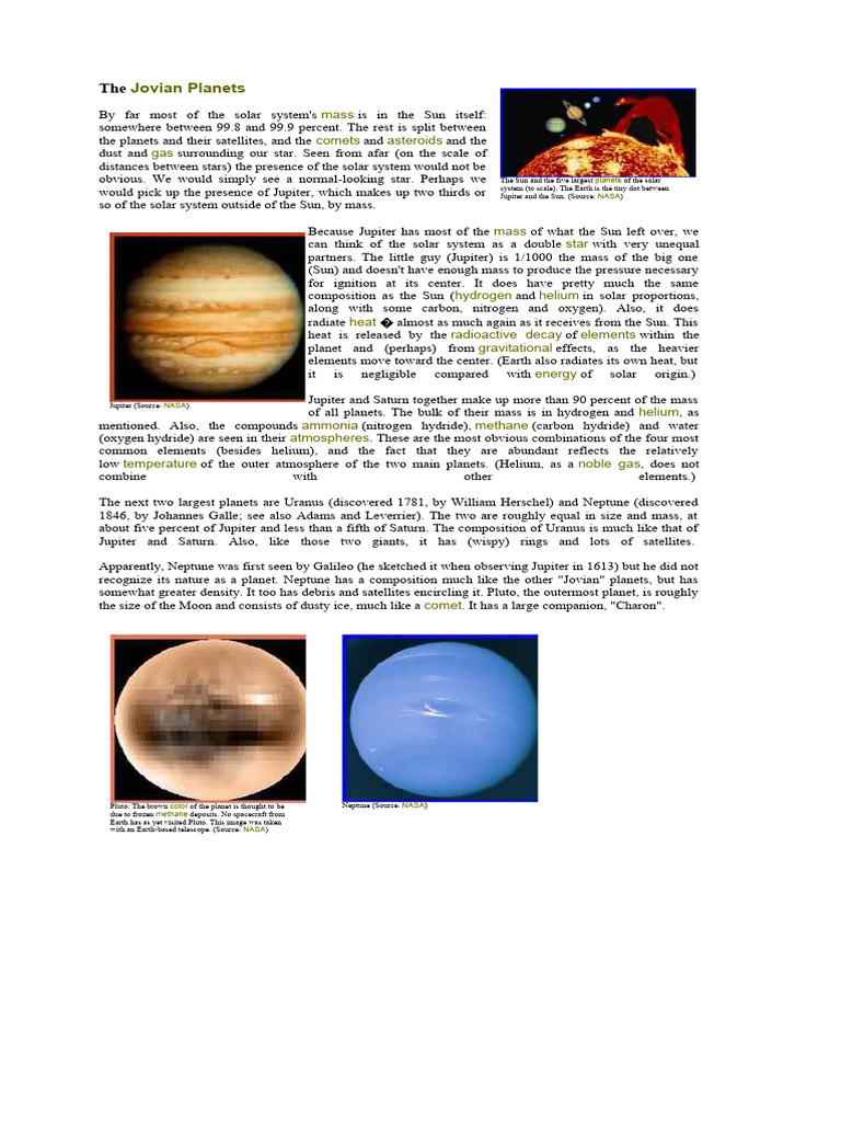 Overview of Jovian and Terrestrial Planets | PDF | Atmosphere | Jupiter