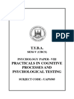 Paper VIII Practicals in Cognitive Processes and Psychological Testing Englsih Version