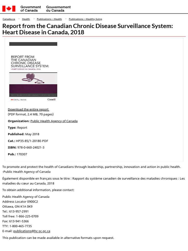 Heart Disease Report Canada 2018 | PDF | Coronary Artery Disease ...