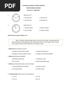 Latihan Soal STS B.inggris Kelas 4 SD Semester 2