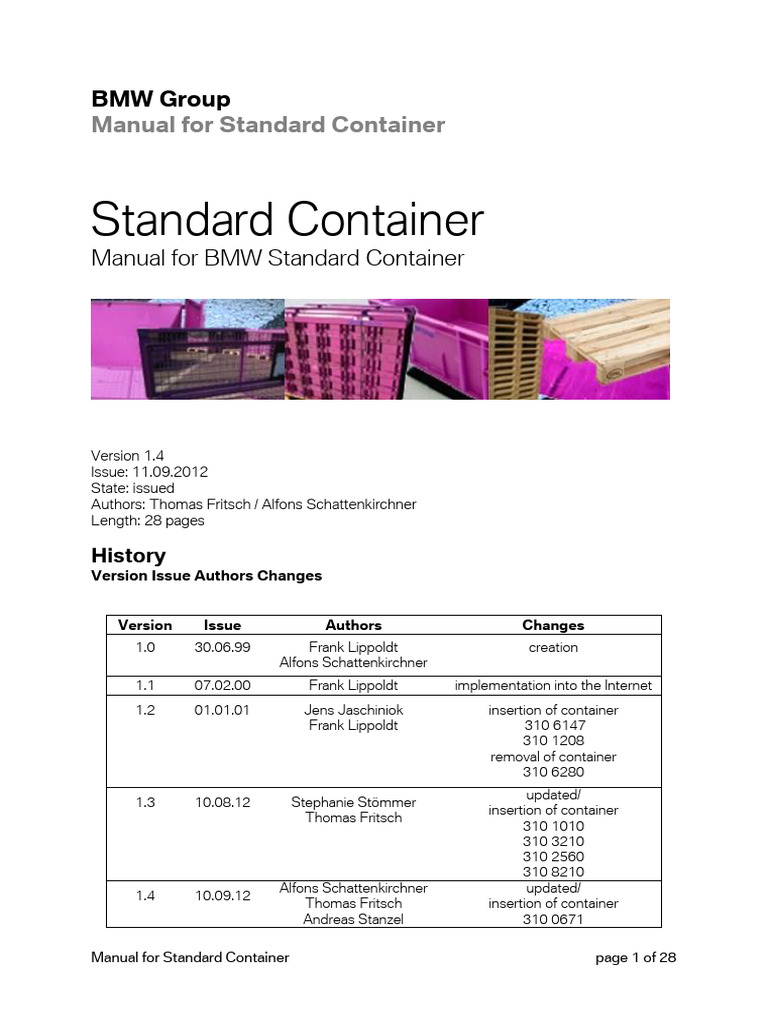 BMW Standard Container Manual | PDF | Manufactured Goods