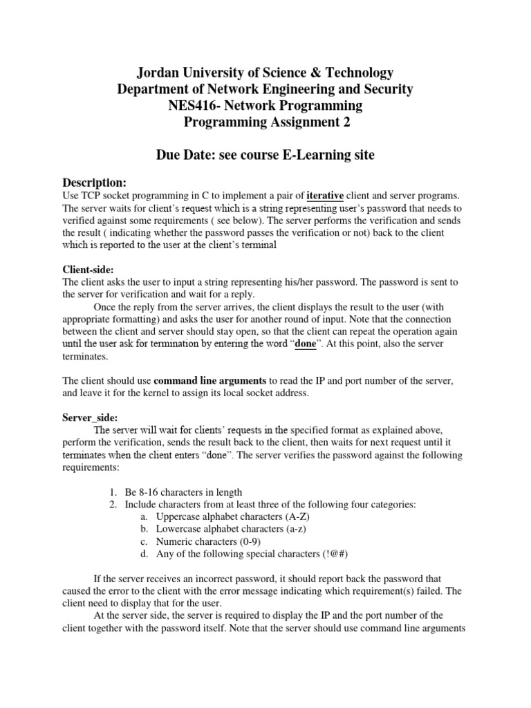 Hw2 simple iterative tcp client server for password strength