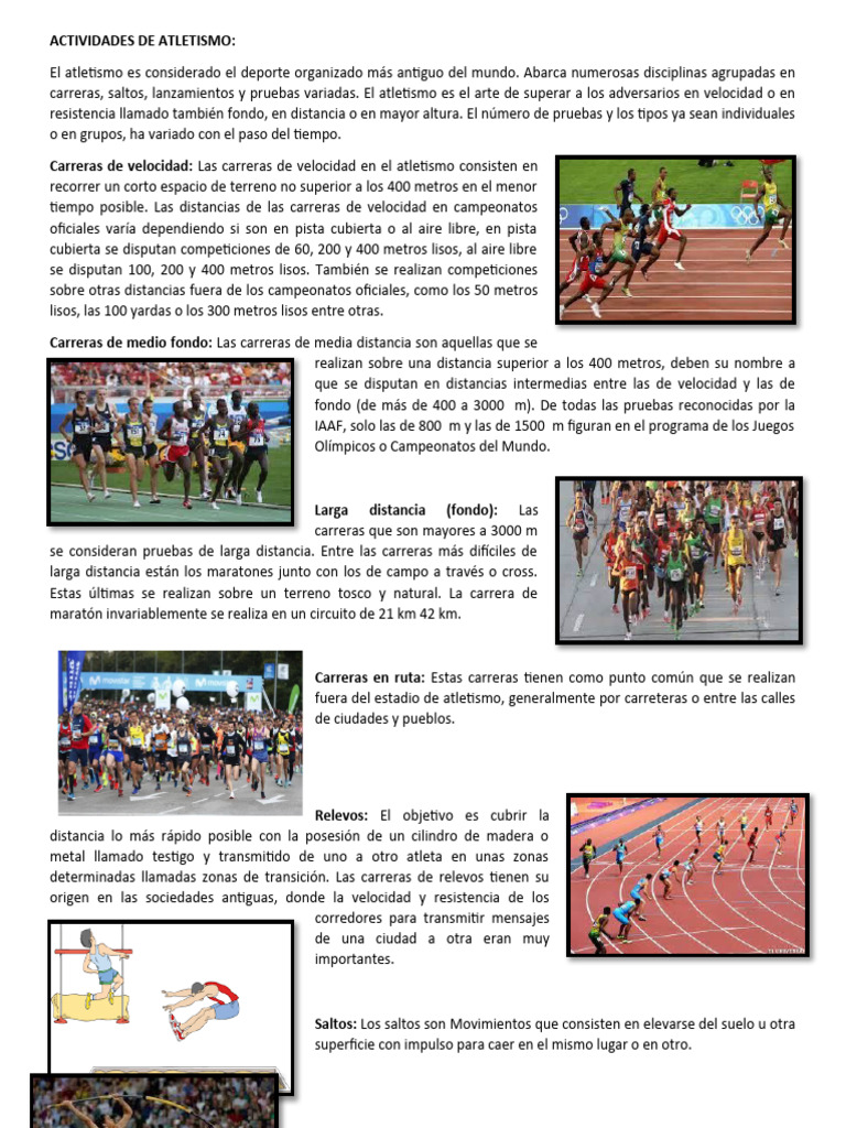 Actividades de Atletismo | PDF | Deporte del atletismo | Deportes atléticos