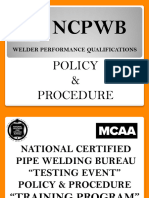 National Certified Pipe Welding Bureau Testing Event Policy and Procedure Training Program