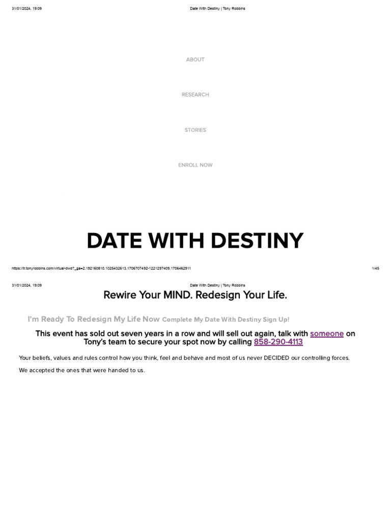 Date With Destiny Tony Robbins Overview PDF Emotions Loneliness