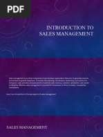 Introduction To Sales Management