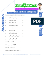 Ejercicios de Reduccion de Terminos Semejantes para Sexto de Primaria