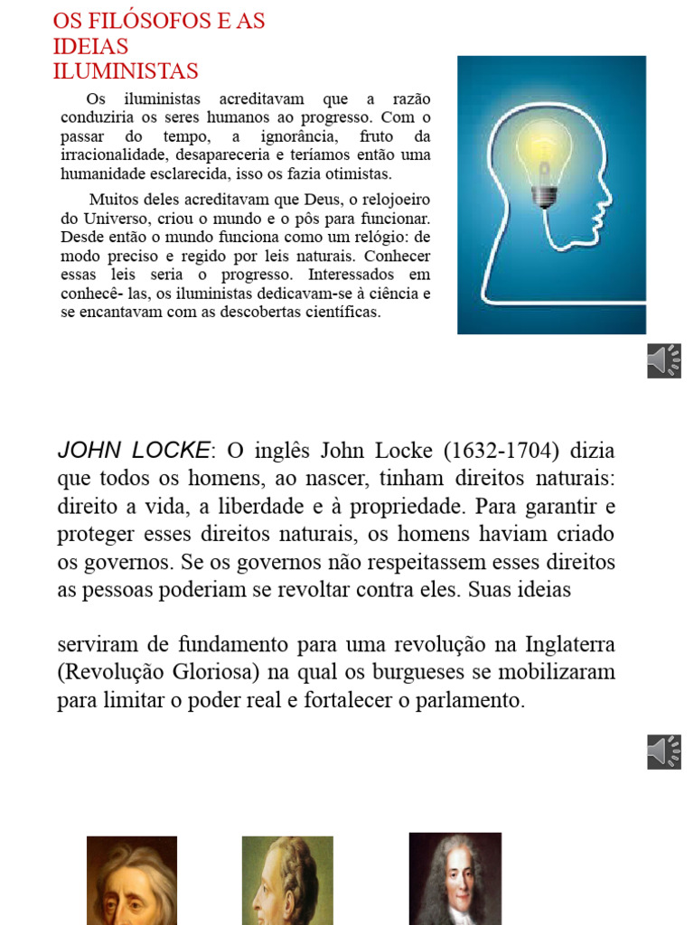 Ideias dos Filósofos Iluministas | PDF | Montesquieu | Jean-Jacques ...