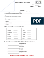 EGLISH TEST IV PERIOD 8th and 9th Grade