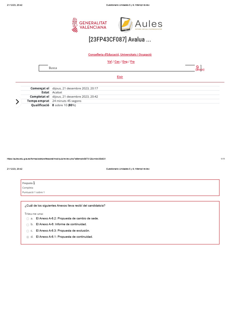 Cuestionario de Evaluación Unidades 5 y 6 | PDF
